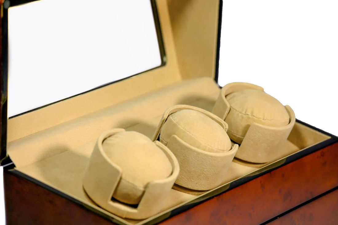 Wooden Watch Winder – 3 Winders + 5 Storage Compartments