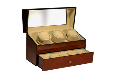 Wooden Watch Winder – 3 Winders + 5 Storage Compartments