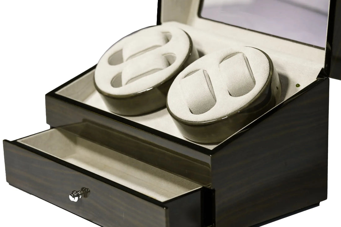 4-Slot Luxury Watch Winder with Storage Drawer