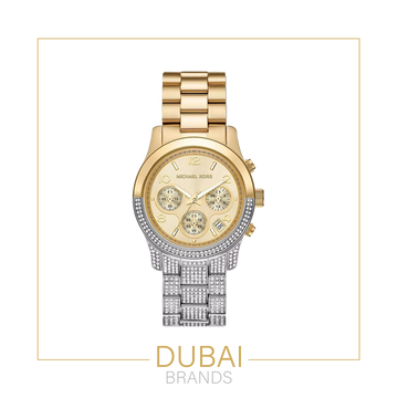 Michael Kors – Gold Chronograph Dial – Two Tone Bracelet with Crystals – Original