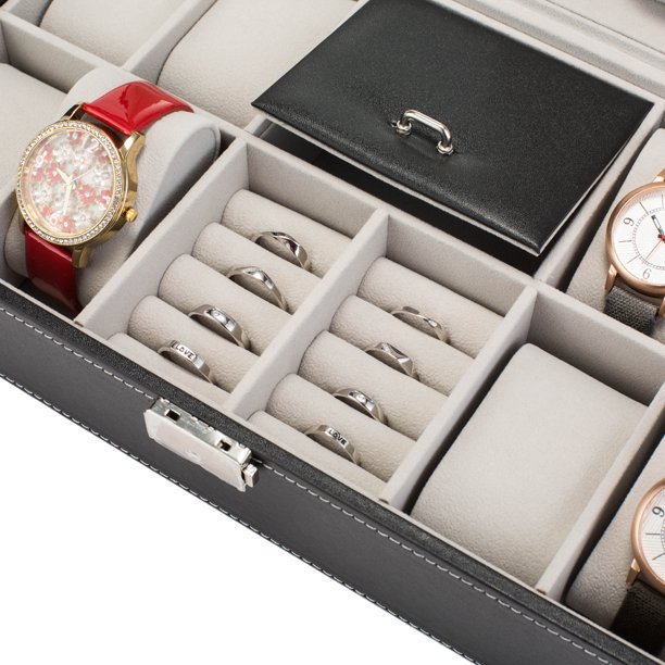 Luxury Jewelry & Watch Organizer Box – Multi-Compartment Design