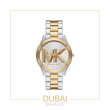 Michael Kors – White Dial with Crystal MK Logo – Two Tone Bracelet – Original