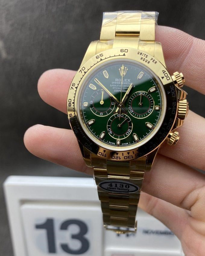 Super Clone Daytona Green Dial on Yellow Gold Case and Bracelet