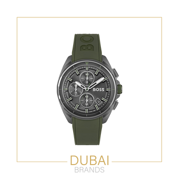 HUGO BOSS Volane Original 44 Stainless Steel and Green Silicon Strap