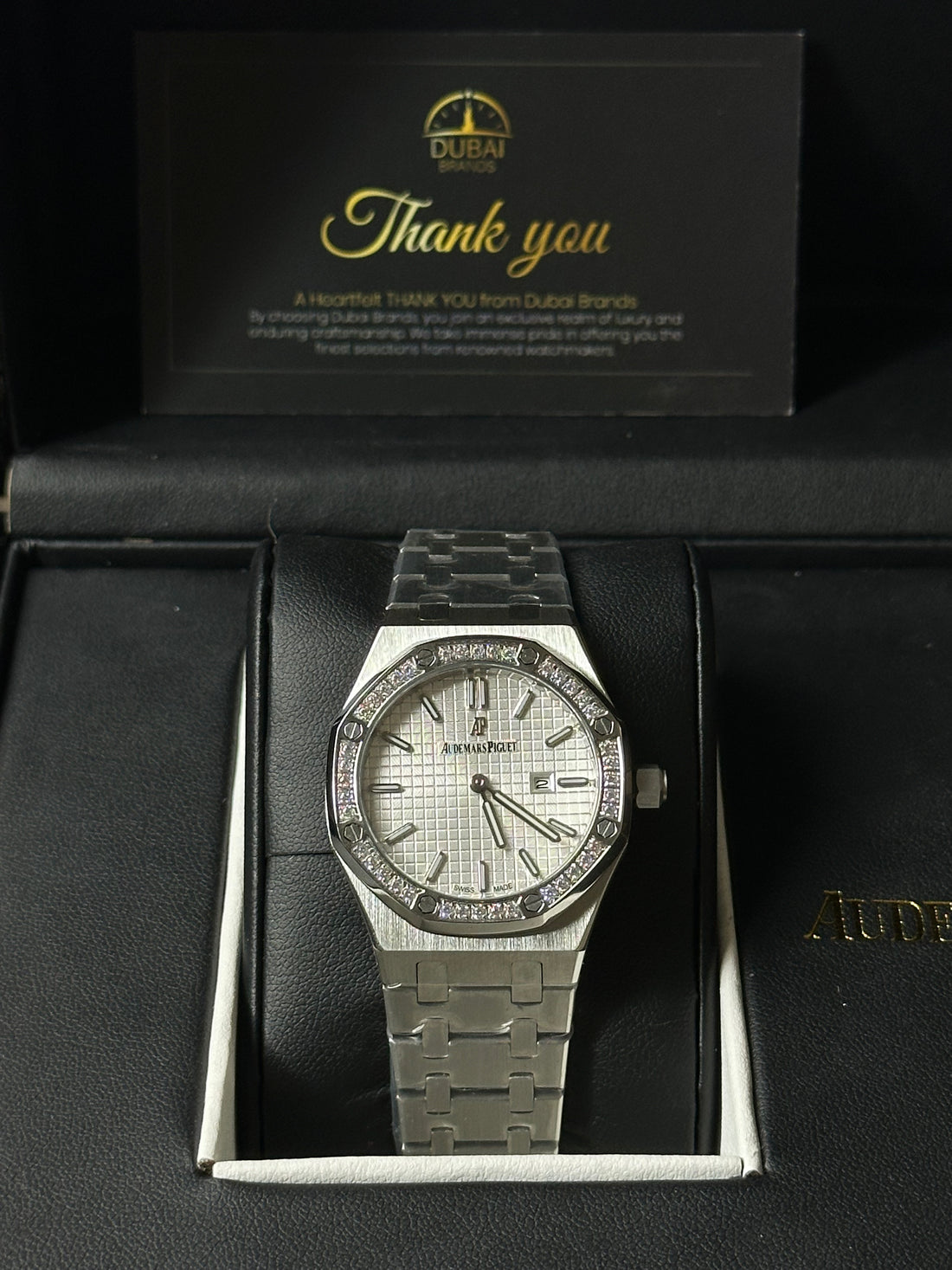 Audemars Piguet Royal Oak – Silver Dial with Diamond Bezel