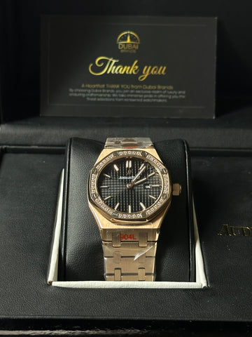 Audemars Piguet Royal Oak – Rose Gold Tone with Diamond Bezel & Black Dial