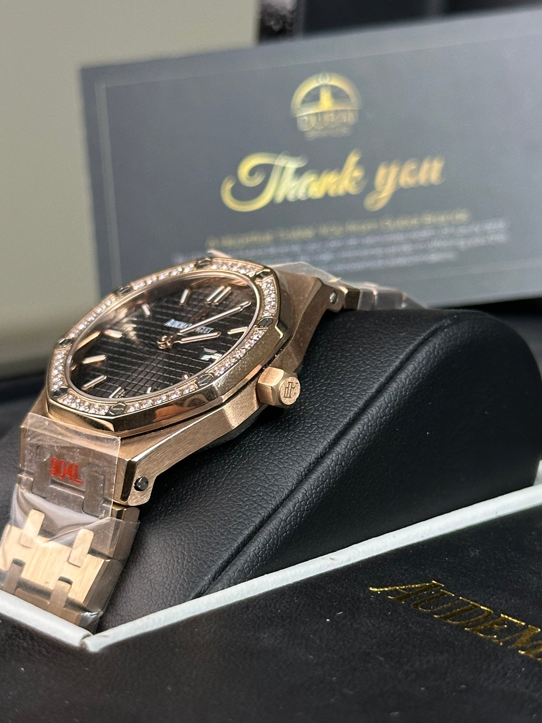 Audemars Piguet Royal Oak – Rose Gold Tone with Diamond Bezel & Black Dial