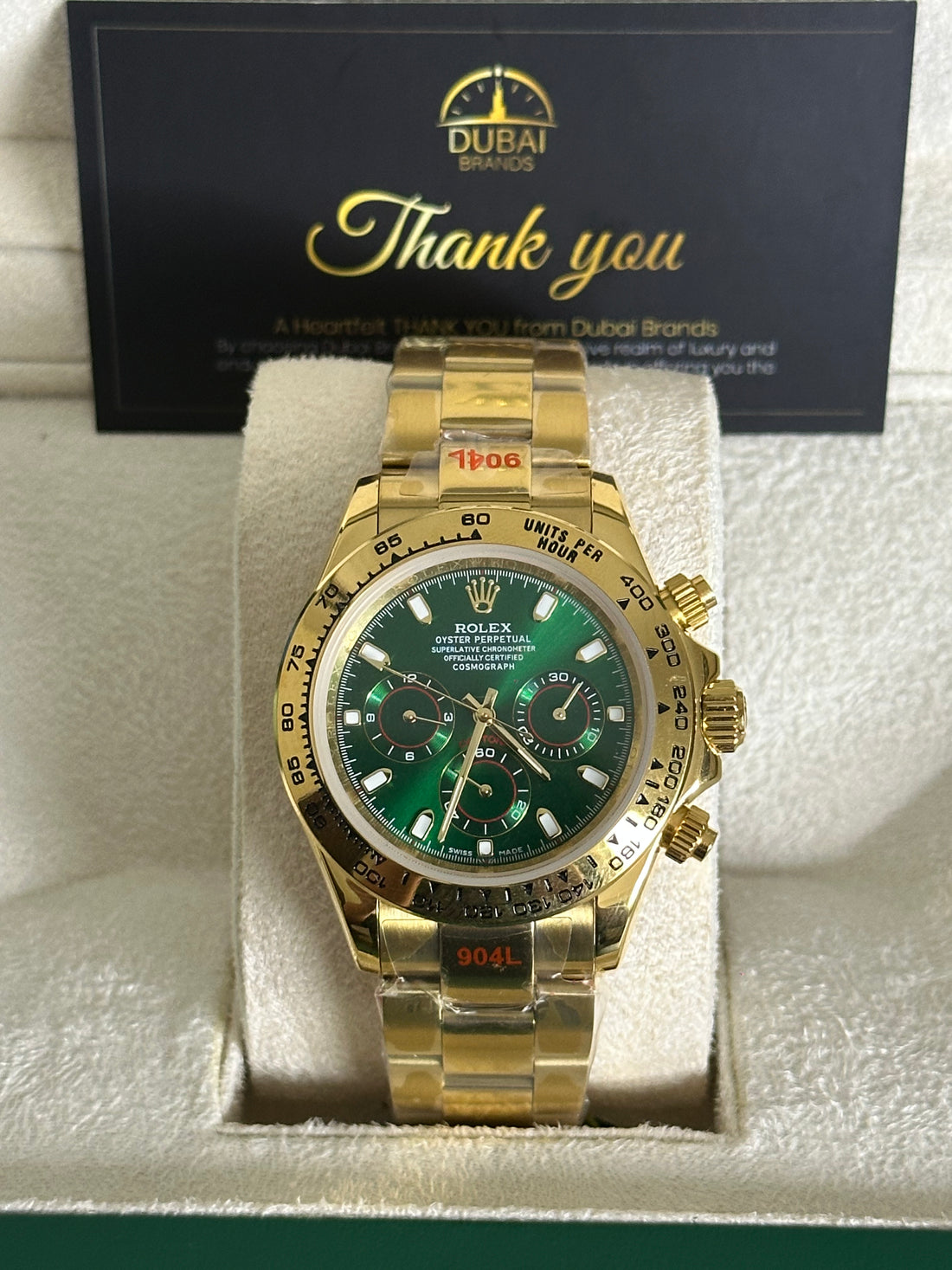 Daytona Green Dial on Yellow Gold Case and Bracelet