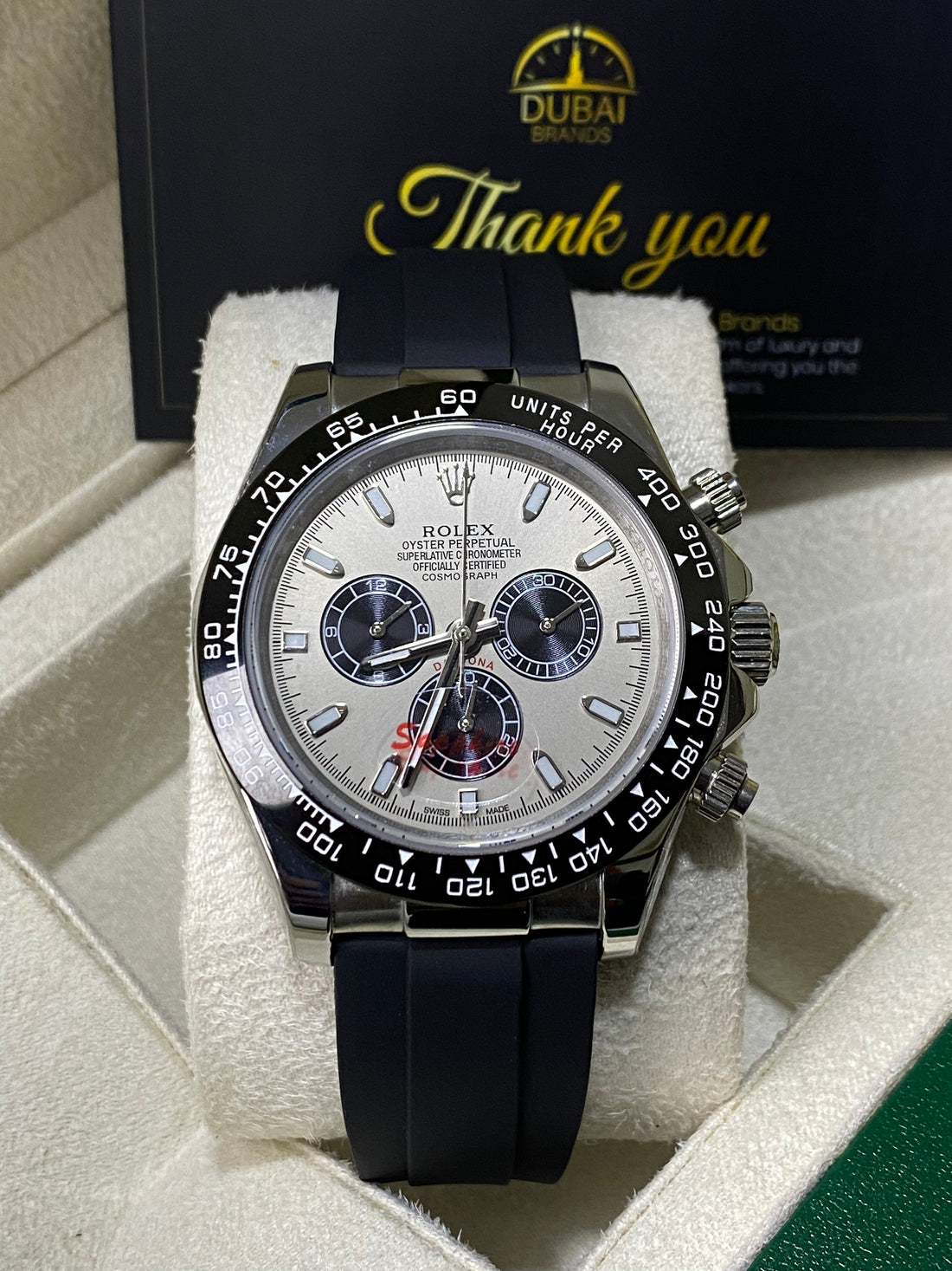 Rolex Daytona 44 mm Silver Dial Silver Oysterflex