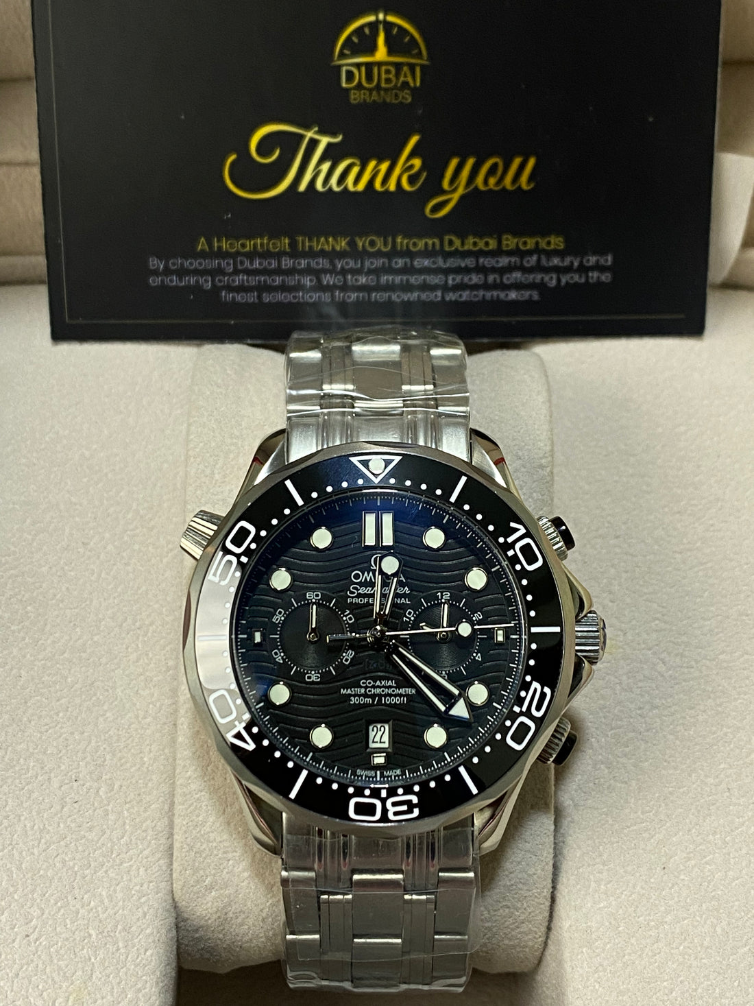 Omega Seamaster 44 mm, stainless steel on stainless steel – black dial edition