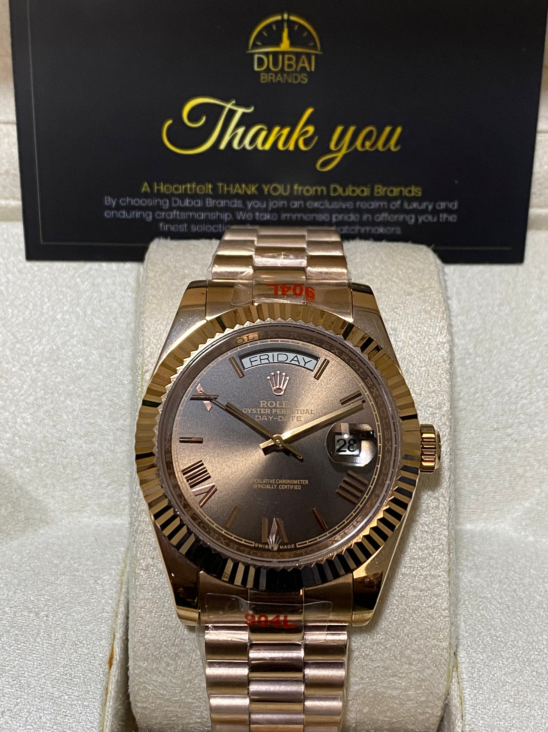 Rolex Day Date 40 Rose Gold Chocolate Dial