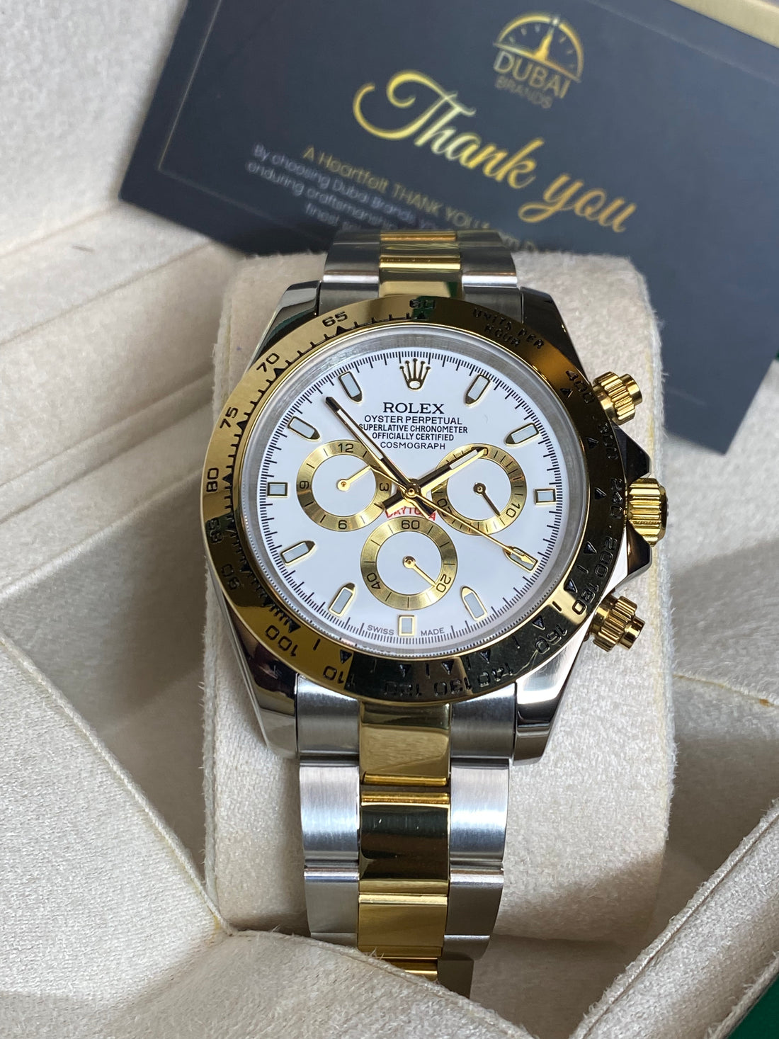 Rolex Cosmograph Daytona Gold Stick White Dial 40m