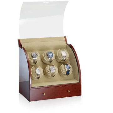 Luxury 6-Slot Watch Winder with Storage Drawer