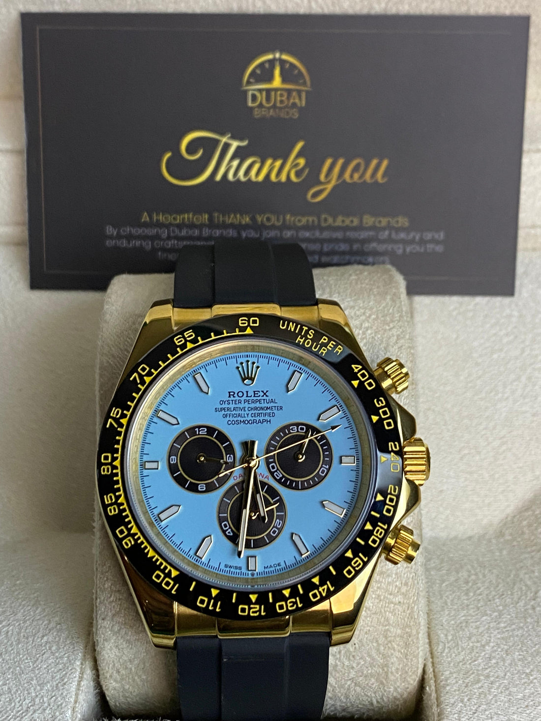 Rolex Daytona Yellow Gold Tiffany Dial  Rubber Strap 44mm