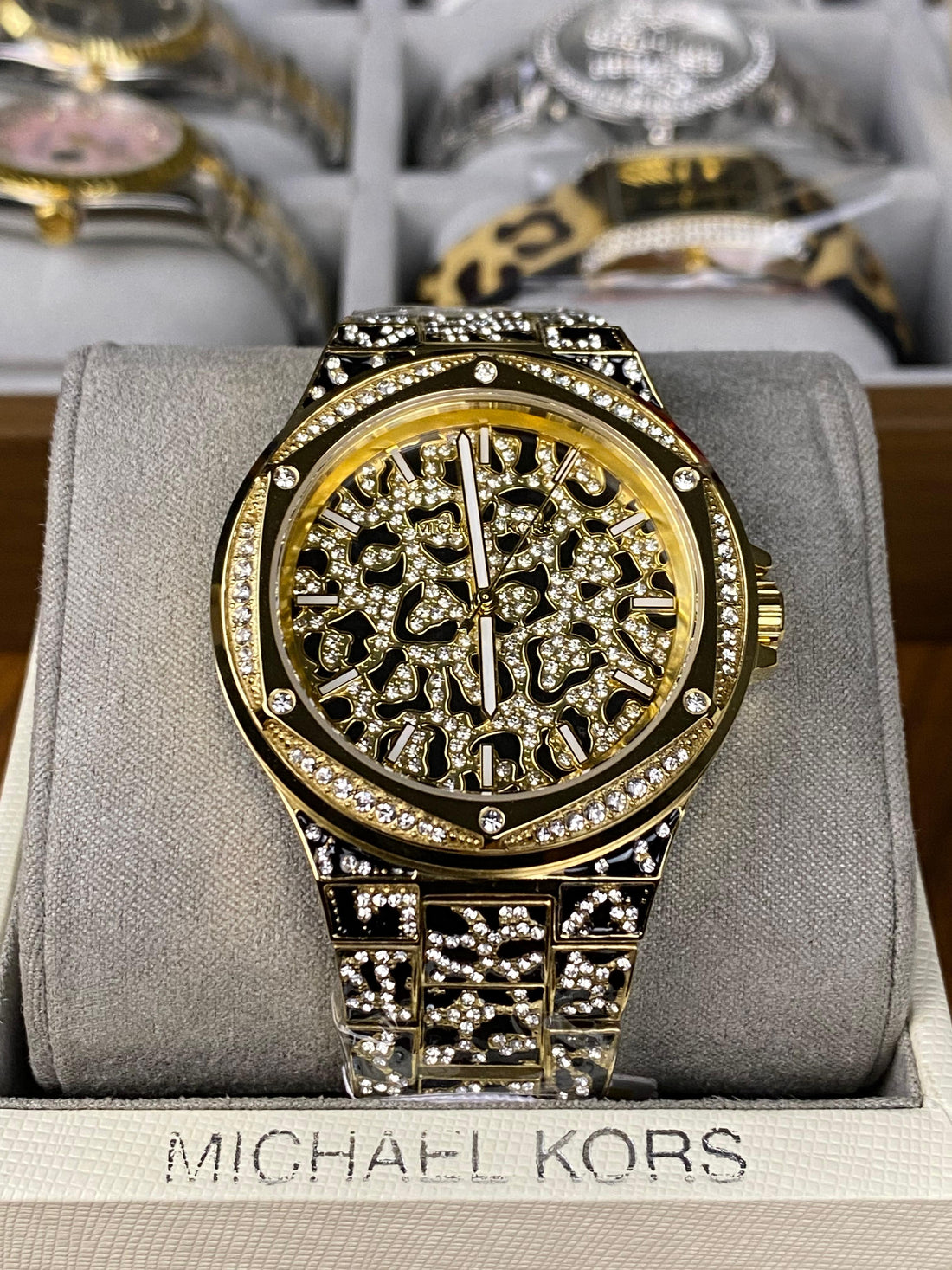 Michael Kors – Gold & Black Leopard Pattern with Crystals – Original