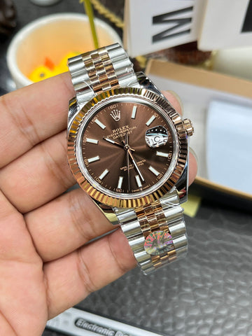 Super Clone Rolex Datejust 41 mm Chocolate Dial Two Tone