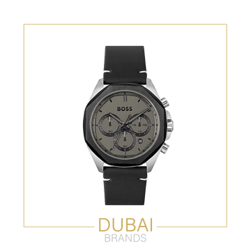 Hugo Boss Original Watch For Men 1514014 Chronograph Grey Dial Leather Strap