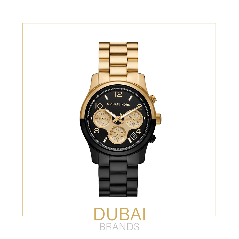 MICHAEL KORS runway 限定色ブラックゴールド Michael Kors – Black & Gold Chronograph Dial – Two Tone Bracelet – Ori