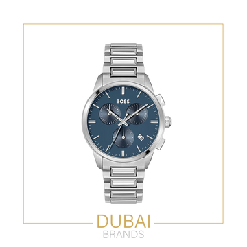 Hugo Boss Original Watch For Men 1513927 Chronograph Blue Dial Stainless Steel
