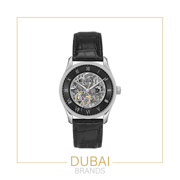 Hugo Boss Original Watch For Men 1514234 Automatic Skeleton Black Leather