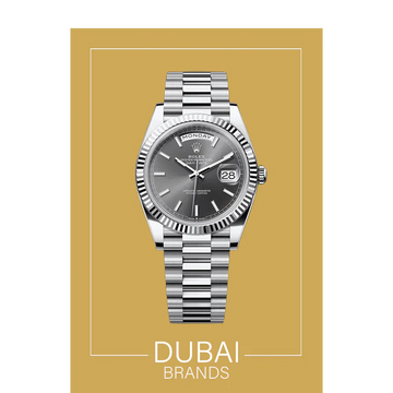 SC Rolex Day Date 40 Stainless Steel Grey Dial President Fluted