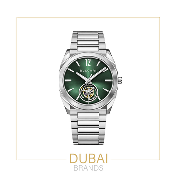 Bvlgari Octo Finissimo Tourbillon Automatic Watch For Men 40MM Green Sunburst Dial Stainless Steel Bracelet