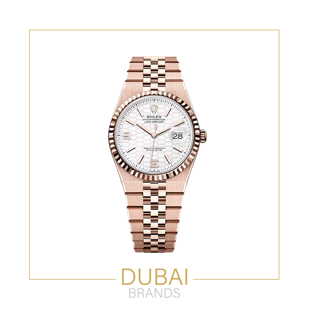 Rolex Land-Dweller  White Honeycomb Dial  Jubilee Bracelet  Rose Gold Tone