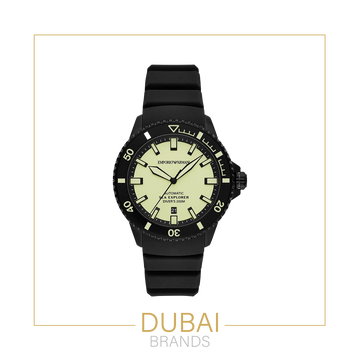 Emporio Armani Sea Explorer Original Automatic Watch For Men AR60085 Yellow Dial Silicone Strap