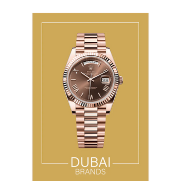 SC Rolex Day Date 40 Rose Gold Chocolate Dial Roman President Fluted