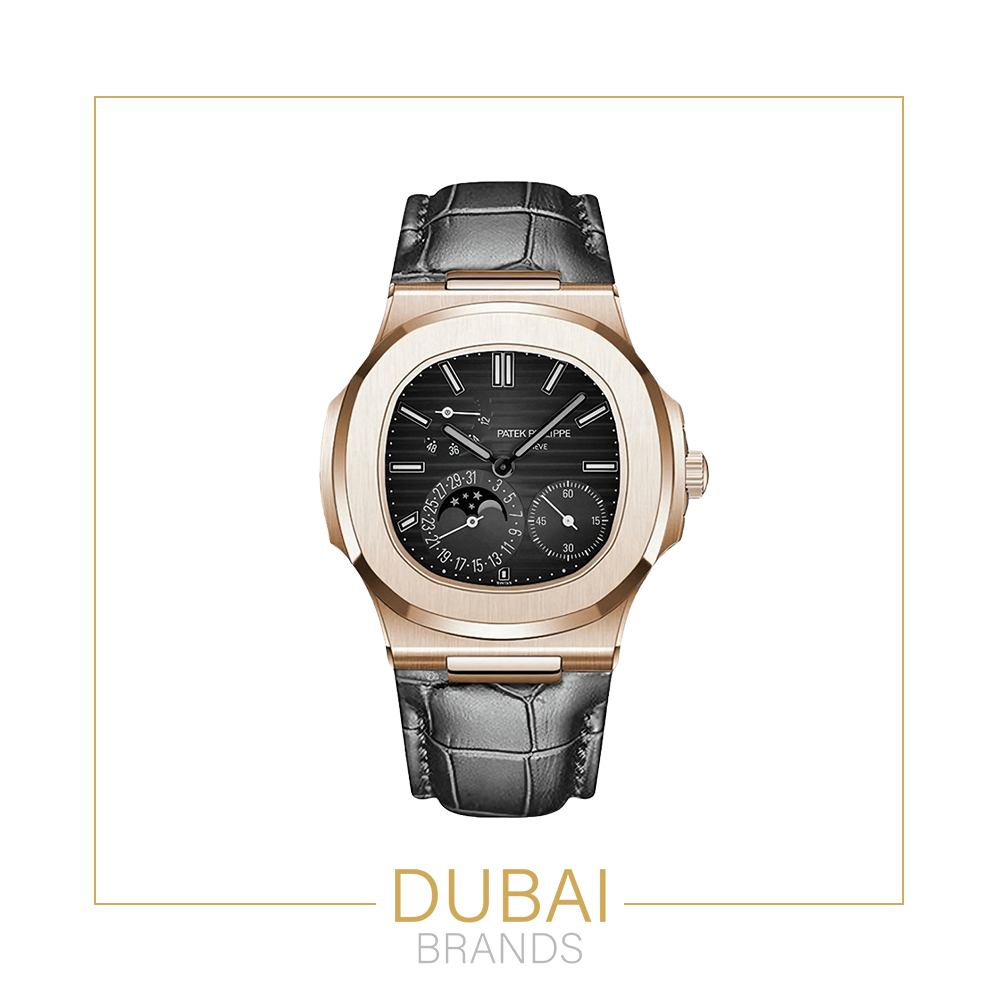 Patek Philippe Nautilus Moonphase Manual Wind Rose Gold – Leather Strap
