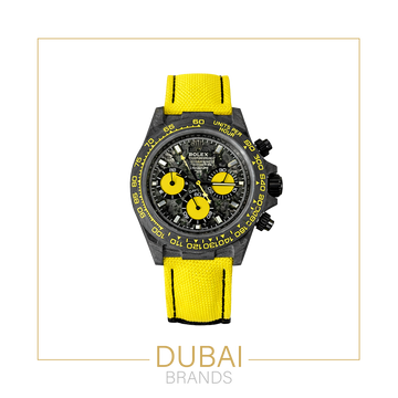 Rolex Daytona 40 Carbon Black Skeleton Dial Yellow Subdials Ceramic Rubber