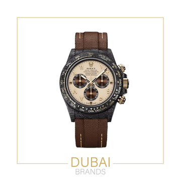 Rolex Cosmograph Daytona Carbon Beige Dial Brown Subdials Brown Fabric Strap