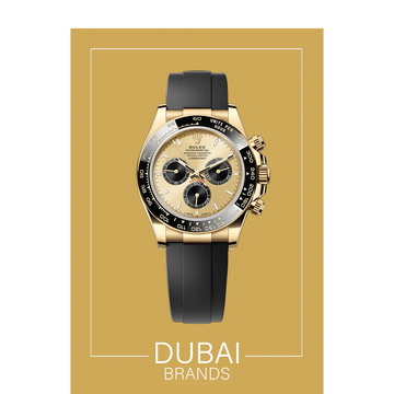 SC Rolex Daytona 40 Yellow Gold Champagne Dial Black Subdials Rubber Strap
