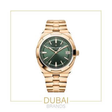 Vacheron Constantin Overseas Green Sunburst Dial Gold Tone Stainless Steel Integrated Bracelet