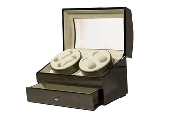4-Slot Luxury Watch Winder with Storage Drawer