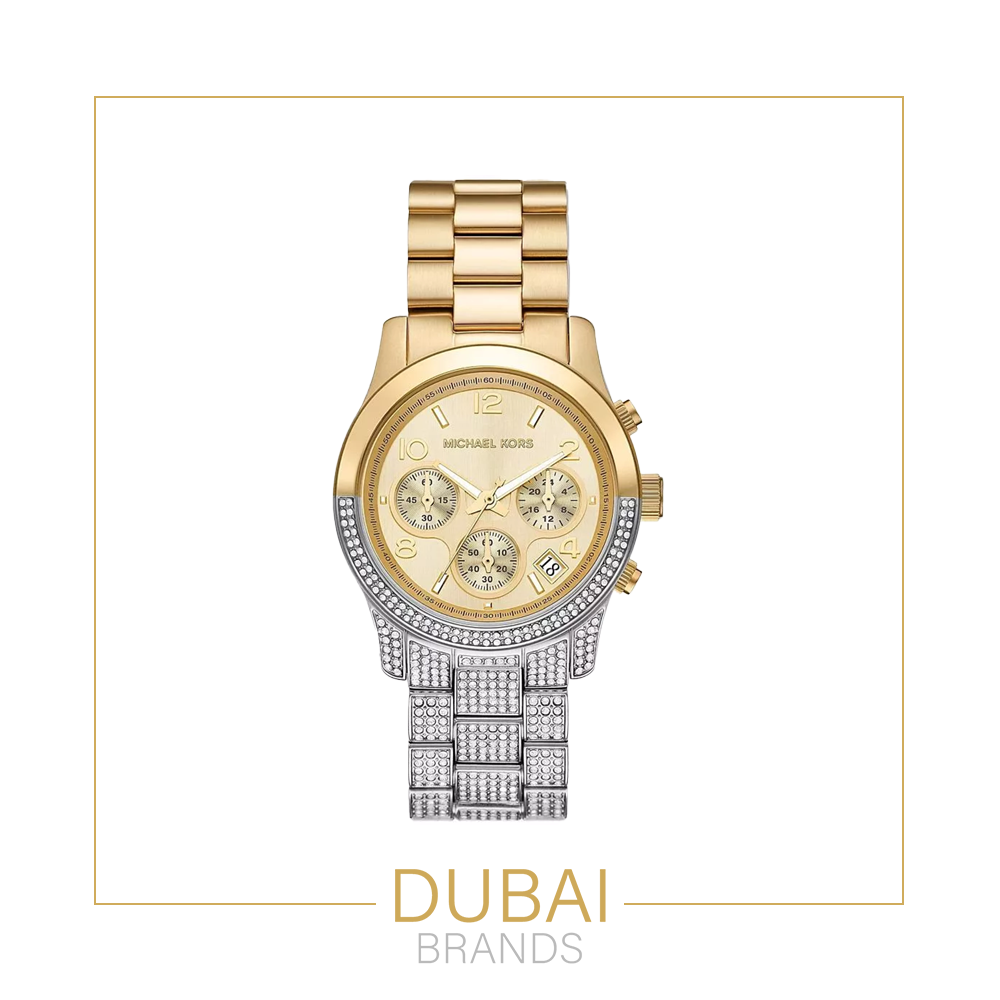 Michael Kors – Gold Chronograph Dial – Two Tone Bracelet with Crystals – Original