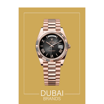 SC Rolex Day Date 40 Rose Gold Black Dial Roman President Fluted