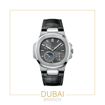 Patek Philippe Nautilus Moonphase Manual Wind Grey Dial – Black Leather Strap