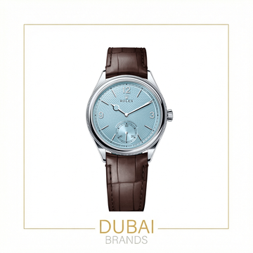 Rolex Cellini 39 Stainless Steel Ice Blue Dial Smooth Leather
