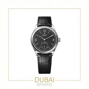 Rolex 1908 39 Stainless Steel Black Dial Smooth Leather