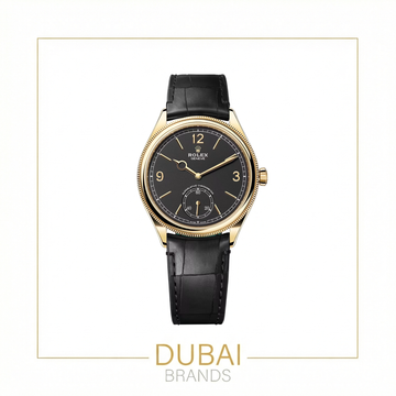 Rolex 1908 39 Yellow Gold Black Dial Smooth Leather