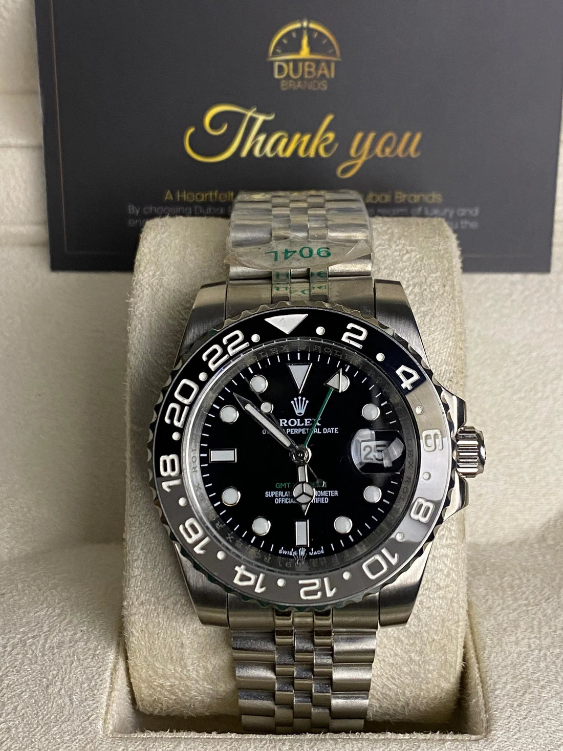 Rolex GMT Master II 40 Stainless Steel Black Dial Black Grey Bezel Jubilee