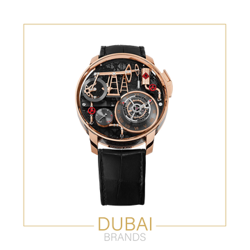 Jacob & Co Oil Pump Watch For Men 49.5MM Black Dial Leather Strap Rose Gold