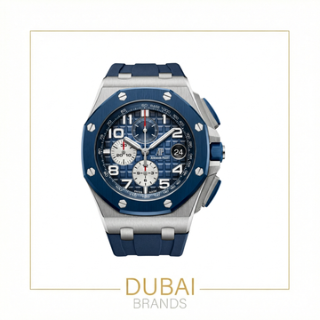 Audemars Piguet Royal Oak Offshore Chronograph 42 Stainless Steel Blue Dial White Subdials Tachymeter Bezel Rubber Strap