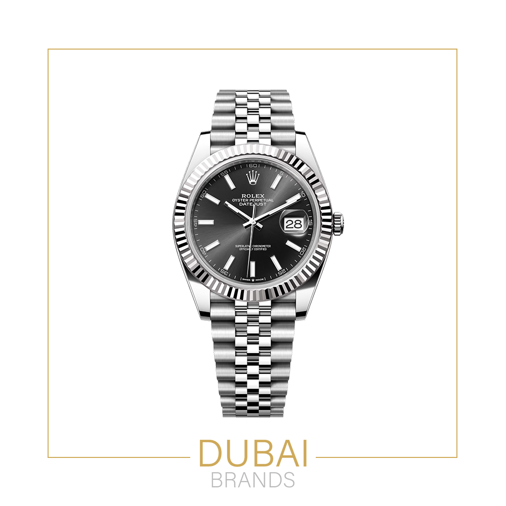 Rolex DateJust Silver-Black Jubilee Fluted Bezel