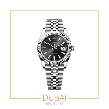 Rolex DateJust Silver-Black Jubilee Fluted Bezel