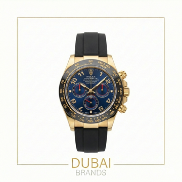 Rolex Daytona 40 Yellow Gold Blue Dial Red Subdials Ceramic Rubber