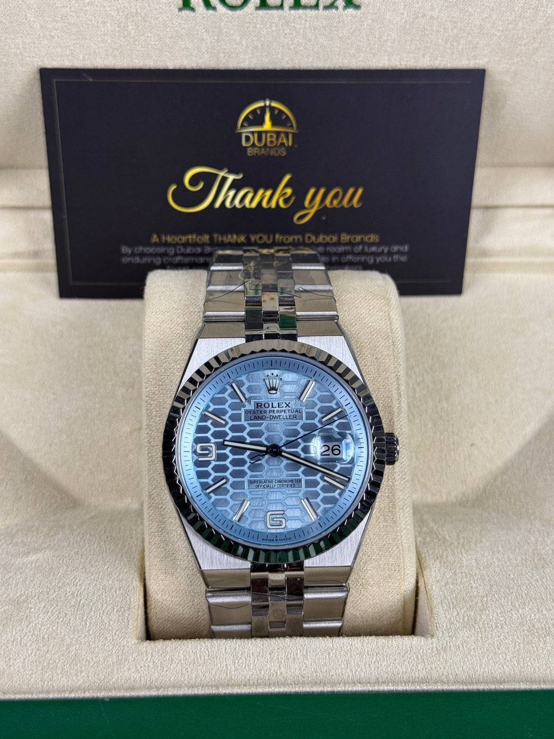 Rolex Land-Dweller – Ice Blue Honeycomb Dial – Jubilee – Automatic – 41mm