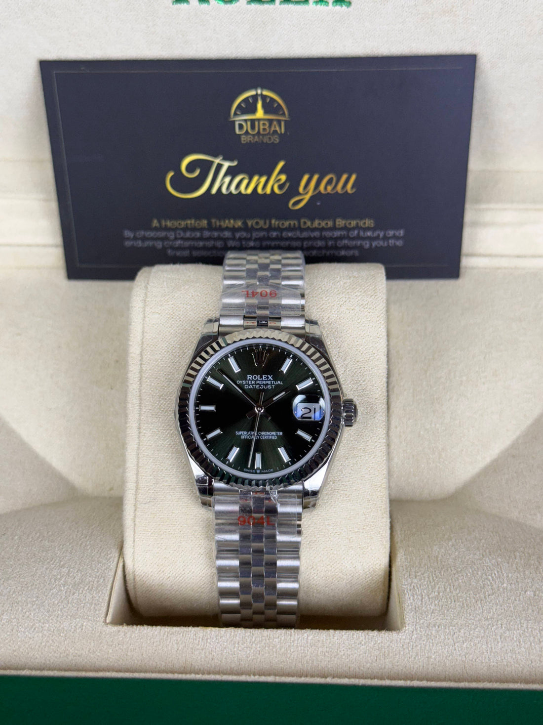 Rolex Datejust Lady – Green Dial – Jubilee – Fluted Bezel – Automatic – 31mm