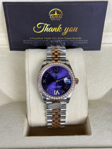 SC Rolex Datejust 31 Purple Dial Diamond Bezel Jubilee Two Tone
